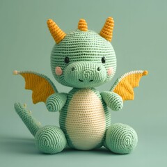Handmade Crochet Dragon Plush Toy, Cute Amigurumi Fantasy Creature