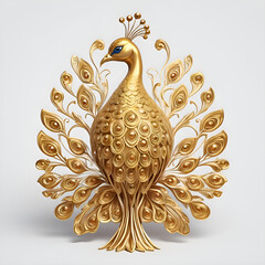 Fototapeta premium Vector illustration of a golden peacock isolated on a white background.