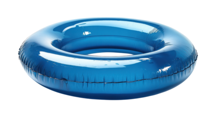 Bright blue inflatable inner tube for summer fun at the beach or pool party