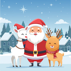santa claus and reindeer