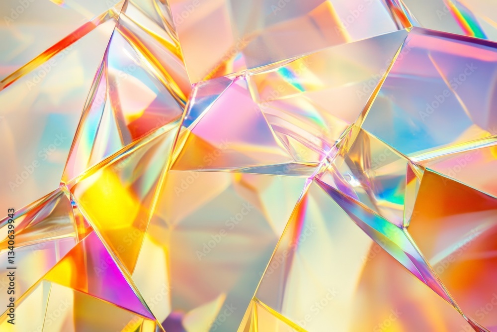 Aufkleber colorful abstract geometric shapes composed of clear and refractive materials reflect light in a vib