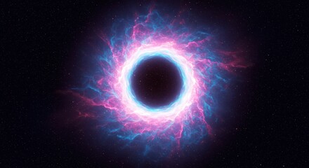 Glowing Portal in Starry Space with Blue and Pink Energy