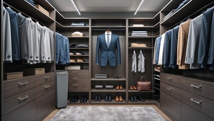 Wardrobe with suits, creating an elegant and organized clothing display