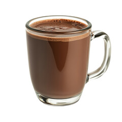 glass mug with hot chocolate and cinnamon isolated on white or transparent bac ground