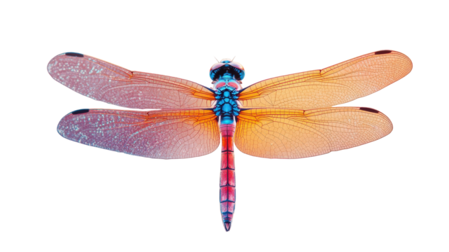 Vibrant dragonfly showcasing colorful wings perched gracefully in natural light