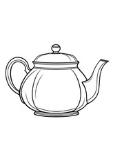 Minimalist Monochrome Teapot Line Drawing for Coloring Book Pages