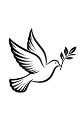 Obraz premium Minimalist Black Line Drawing of Peace Dove Coloring Book Page