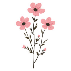 Naklejka premium A Pinkladies wildflower clip art flowers illustration design vector