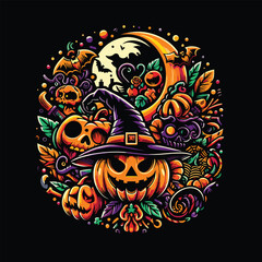 Naklejka premium Happy Halloween Day design vector for t-shirts and other uses.