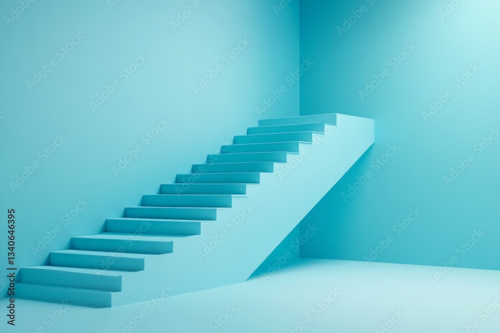 Aufkleber artistic turquoise staircase in a minimalistic interior space highlighting depth and perspective
