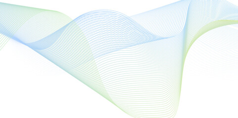 Fototapeta premium Dynamic minimal smoke sound line. Abstract glowing blue blend line smooth flow soundwave curve energy gradient vector futuristic digital outline line science design. 