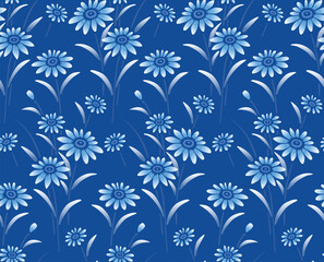 Japanese Pretty Flower Branch Vector Seamless Pattern
