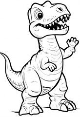 Friendly T-Rex Line Drawing for Kids' Coloring Book Pages