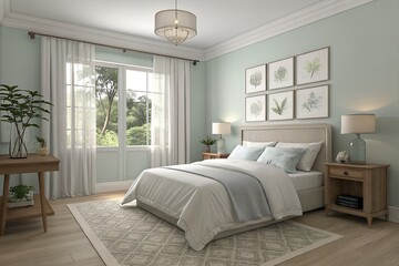 Luxury modern living room and comfortable bedroom in a stylish apartment with elegant furniture, soft lighting, and contemporary design