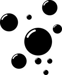 Fizzy Drink, Water Bubble. Soap foam bubbles suds framing shower gel, shampoo, shaving, mousse. Soda Drops Silhouette Icon Set. Soap Symbol Collection. Isolated Vector Illustration.