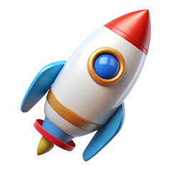 3D Cartoon Rocket – Futuristic Space Launch Icon