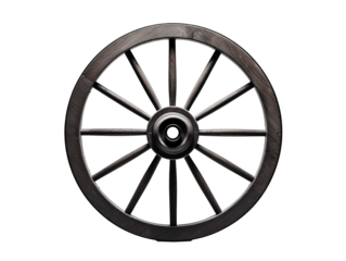 a black wheel with spokes with Green Wheel in the background