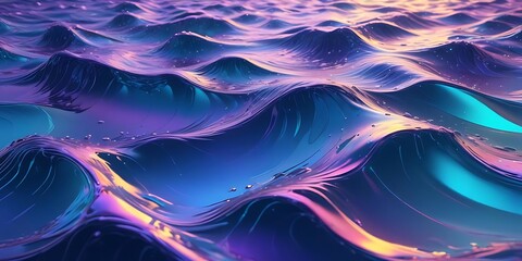 Obraz premium Blue ocean with waves and a purple color