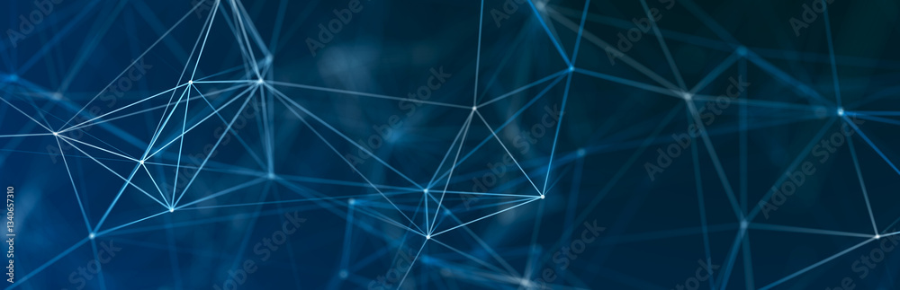 Leinwandbilder Technology background. Honeycomb concept. Big data. Hexagonal space with connected dots and lines. 3d