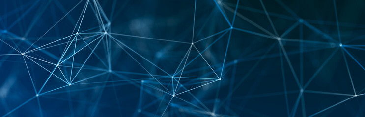 Technology background. Honeycomb concept. Big data. Hexagonal space with connected dots and lines. 3d