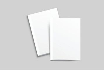 Vector realistic 3d magazine mockup with white blank cover isolated on background. For the business presentation magazine, notebook, booklet, brochure, catalogue or a publisher advertising corporate
