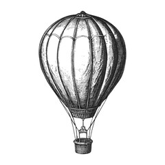 Obraz premium Hot air balloon engraved vintage style vector