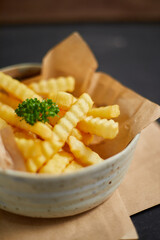 Close up Crispy tasty french fries