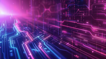 Abstract digital circuit board design in vibrant colors