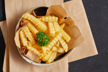 Close up Crispy tasty french fries
