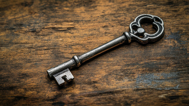 Vintage Wooden Key with Classic Elegance, Infused with a Deep Historical Vibe