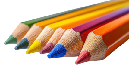 Colorful pencils arranged in a vibrant line showcasing artistry and creativity