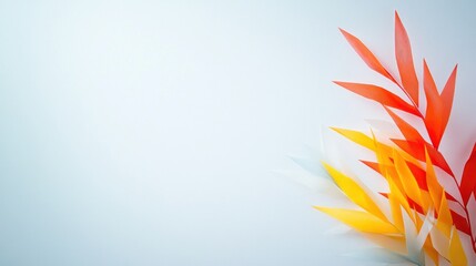 Vibrant Autumn Leaves on Light Blue Background