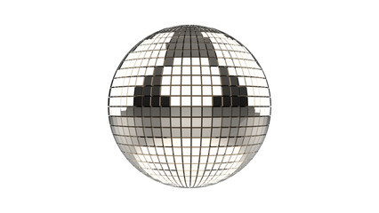 The 3D disco ball is a perfectly round sphere, typically made of a lightweight mirror