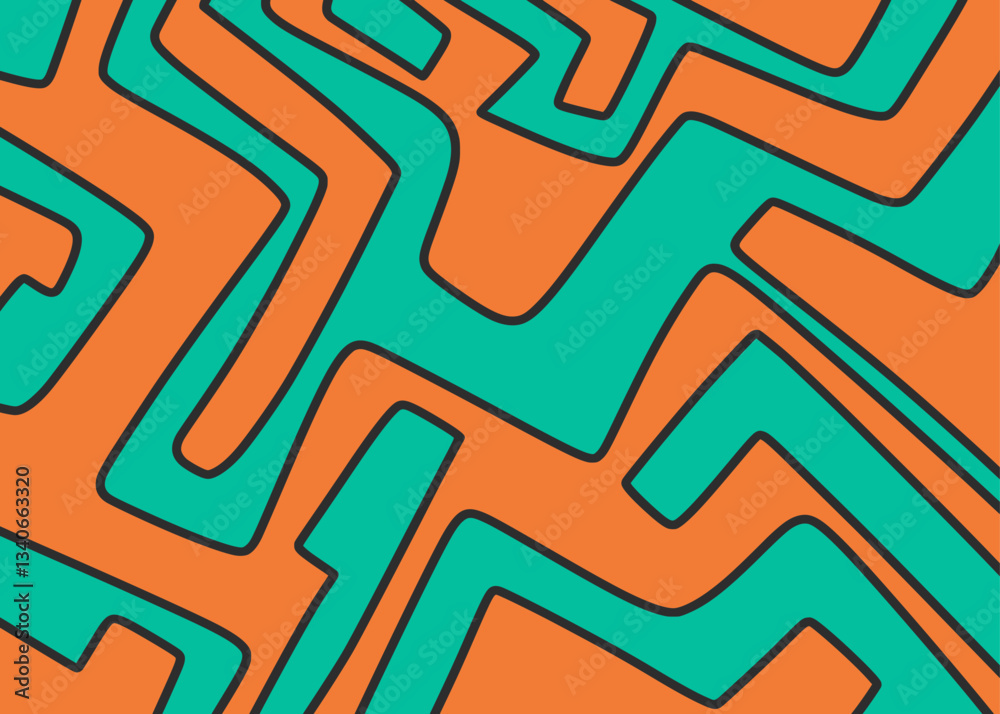 Poster minimalist background with seamless colorful maze line pattern