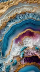 Ingelijste posters Kristal Natural gemstone patterns in shades of deep blue, purple, and gold, perfect for phone wallpaper or artistic design.    © TP71