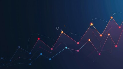 Rising Line Graph on Dark Background