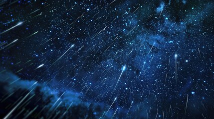 Fototapeta premium Starlit night with shooting stars and vivid colors