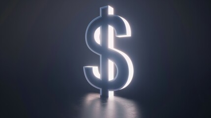 Obraz premium Glowing Dollar Sign on Dark Background