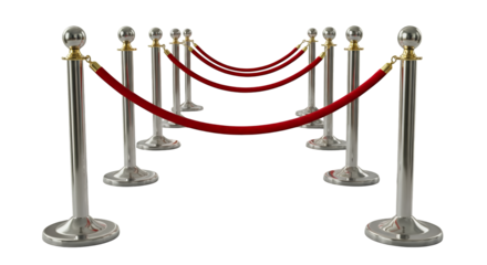 Elegant Red Carpet Barrier for Events isolated on white or transparent png background