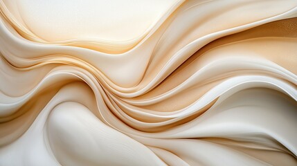 Obraz premium Abstract digital art piece that appears to be made up of wavy lines in different shades of beige and white. the lines are arranged in a wave-like pattern, creating a sense of movement and depth.