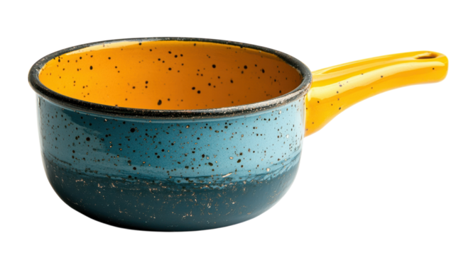 Brightly colored cooking pot with speckled design for vibrant culinary creations