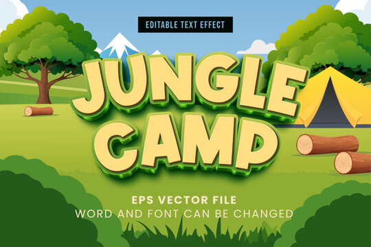 Jungle camp 3d editable vector text effect