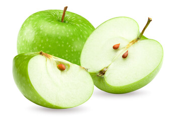 piece of green apple isolated on white background. clipping path