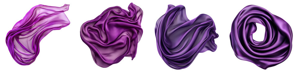 Captivating abstract image of flowing silky purple fabric in graceful mesmerizing folds and curves creating a sophisticated and enchanting visual display