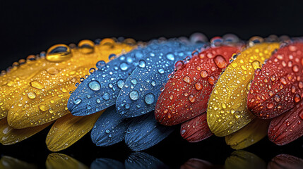 Fototapeta premium Vibrant colored petals with water droplets, showcasing nature beauty