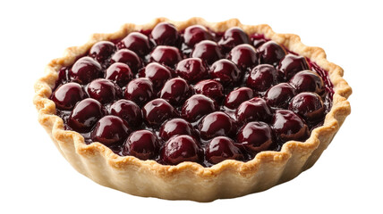 Deliciously rich cherry pie showcasing vibrant fruit and flaky crust in a charming bakery
