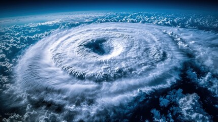 Massive swirling hurricane clouds.  Vast storm system from above
