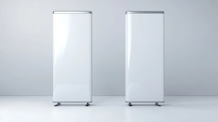 Two Blank Roll Up Banners in Studio Setting