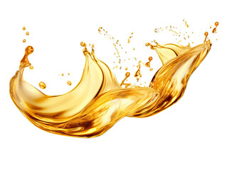 golden oil splashes on transparent background