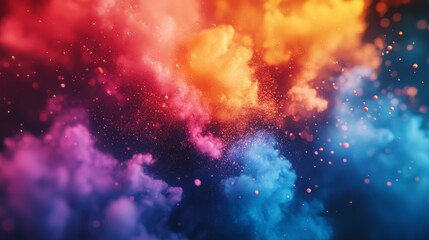 Fototapeta premium An abstract digital background featuring a burst of dynamic, colorful particles with a sense of motion, creating a lively and engaging atmosphere.